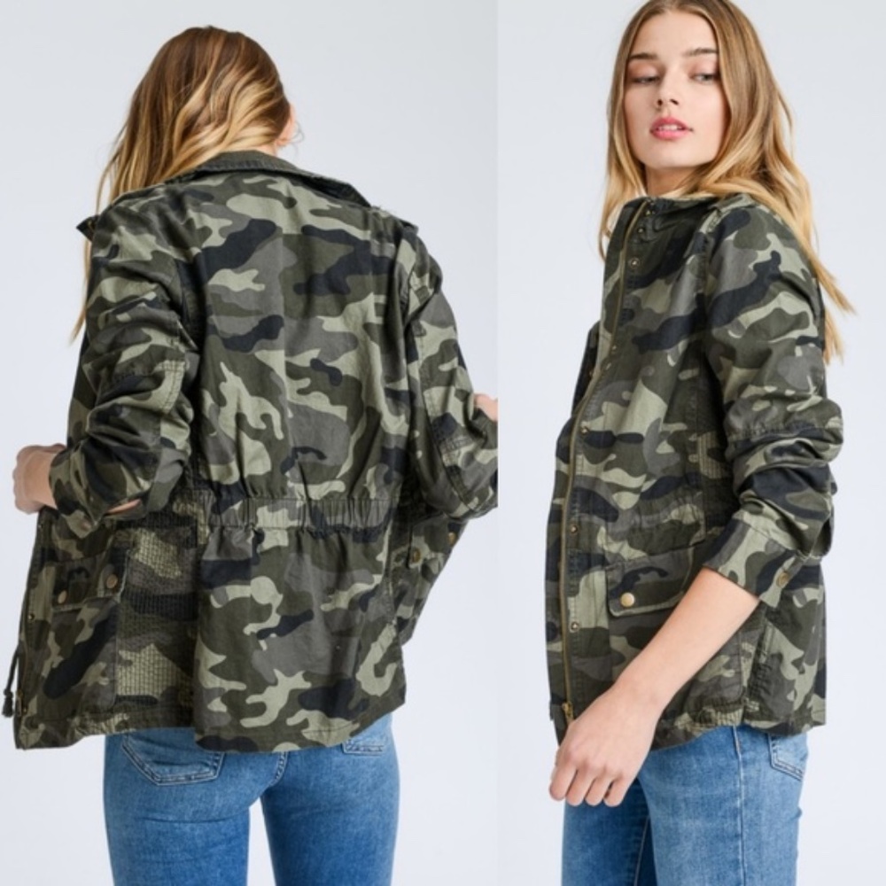 camo Military Cotton Anorak Jacket olive green - Picture 2 of 2